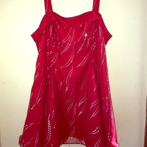 Red performance dress with many sequin designs!